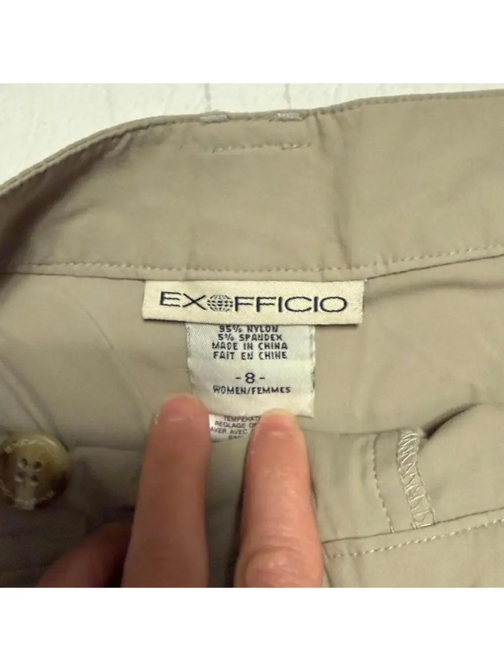 ExOfficio Nylon Stretch Hiking Travel Pants Khaki Tan Women's Size 8 - Picture 3 of 7
